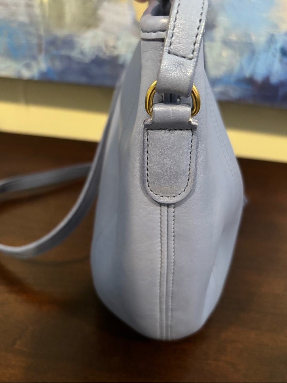 Coach Vintage Small Framed Pouch Periwinkle Leather Shoulder Crossbody Bag 9990 - Picture 4 of 11